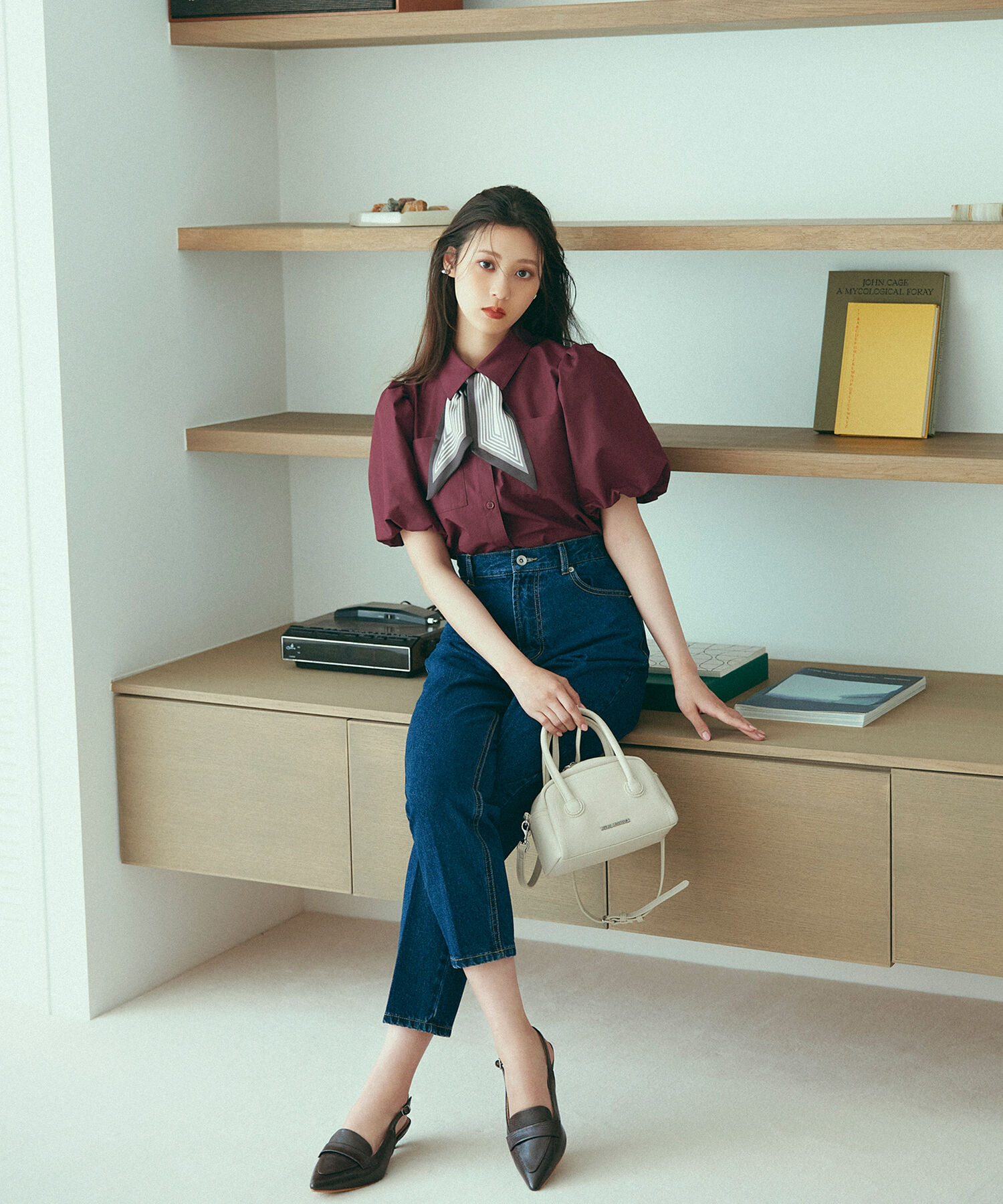  「スカーフ付バルーンスリーブシャツ」|シャツ・ブラウス|