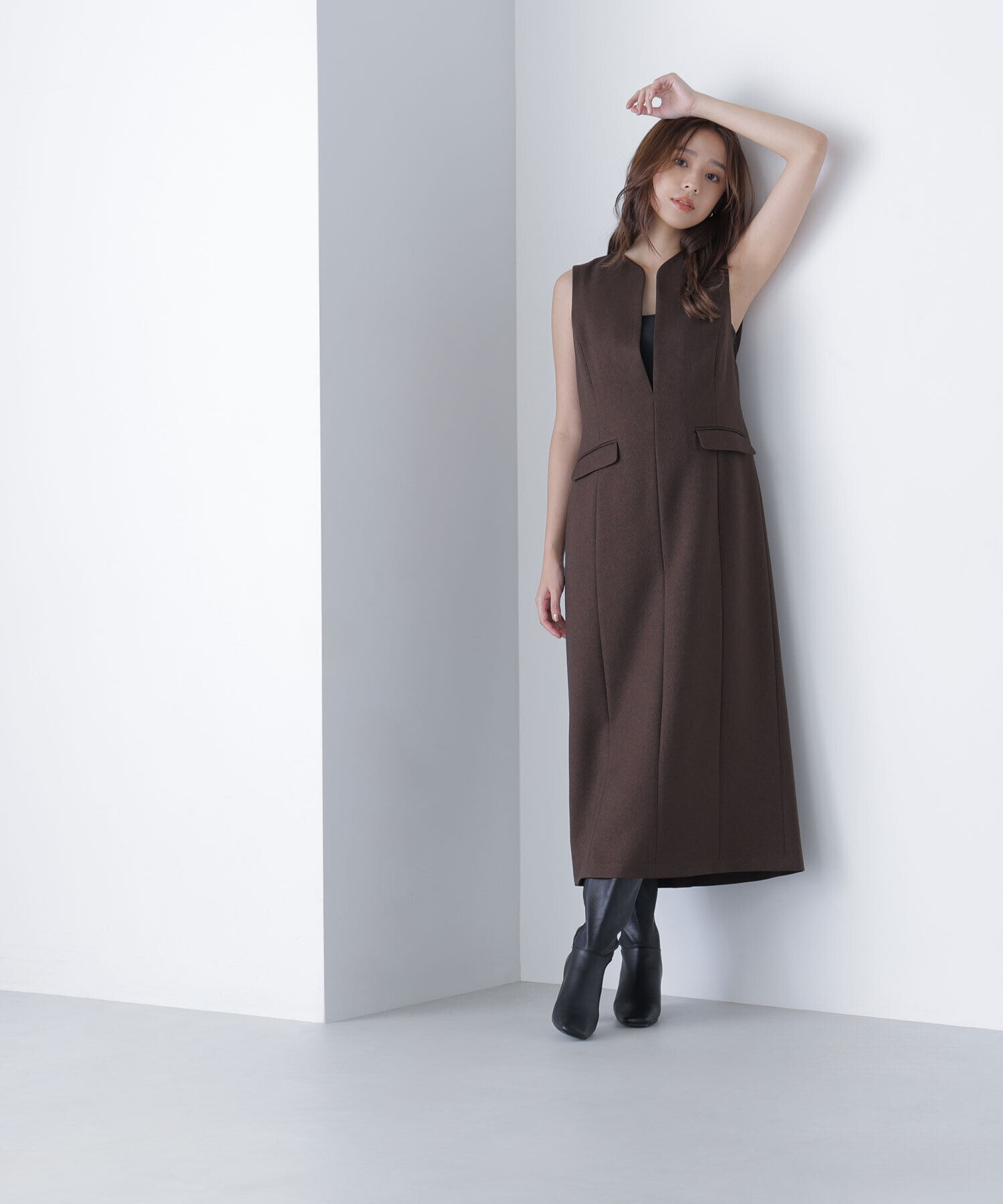  「ウーリッシュカルゼシリーズ ジャンパースカート」|ワンピース|ダークブラウ 1