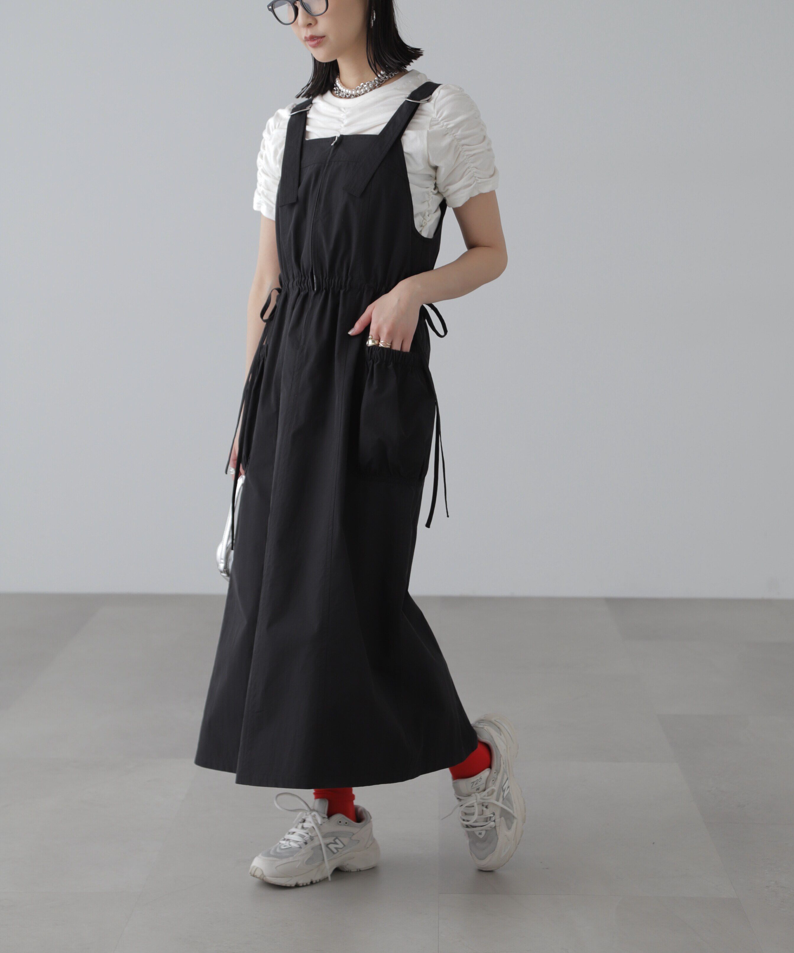  「フロントジップジャンパースカート」|ワンピース|