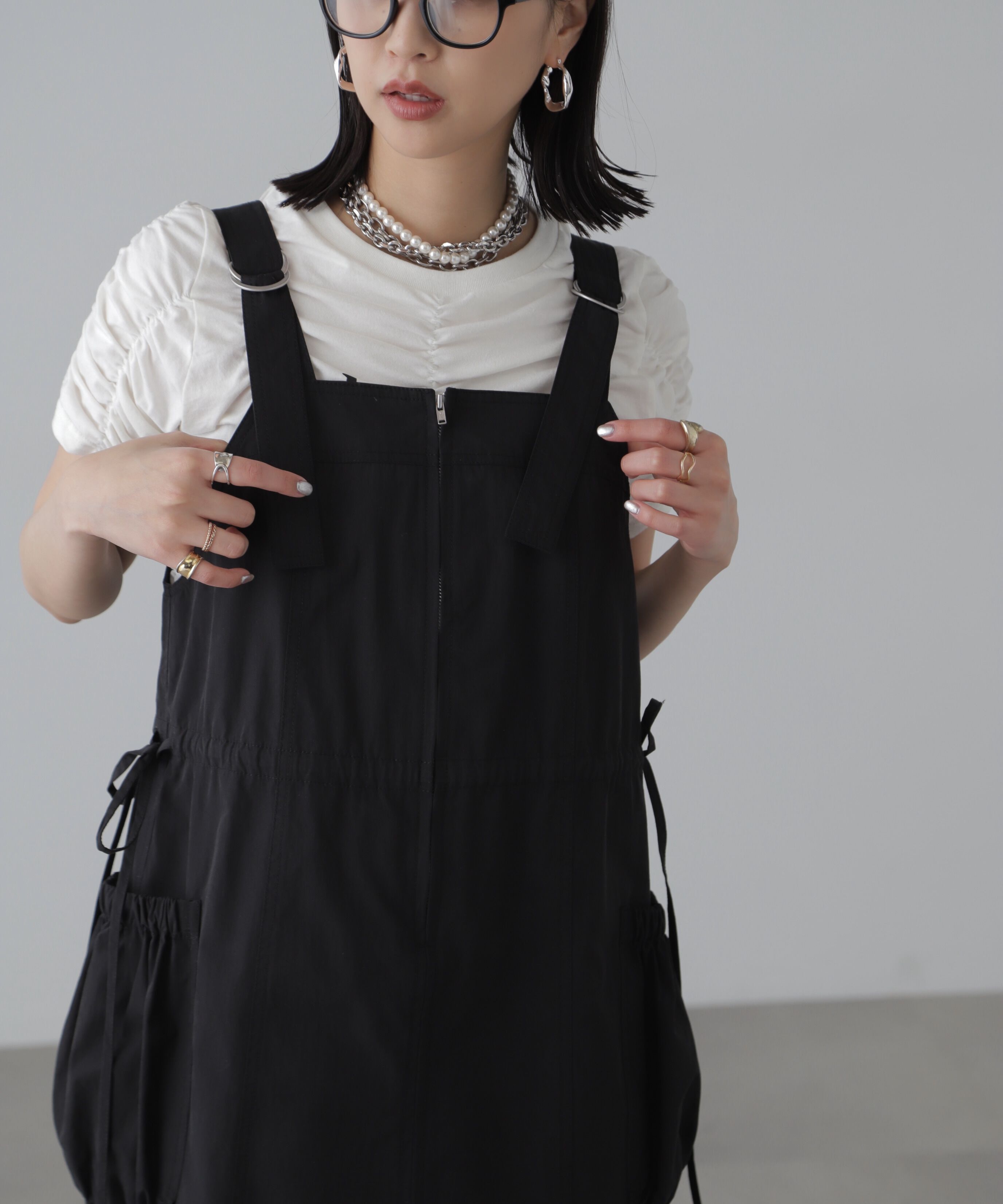  「フロントジップジャンパースカート」|ワンピース|