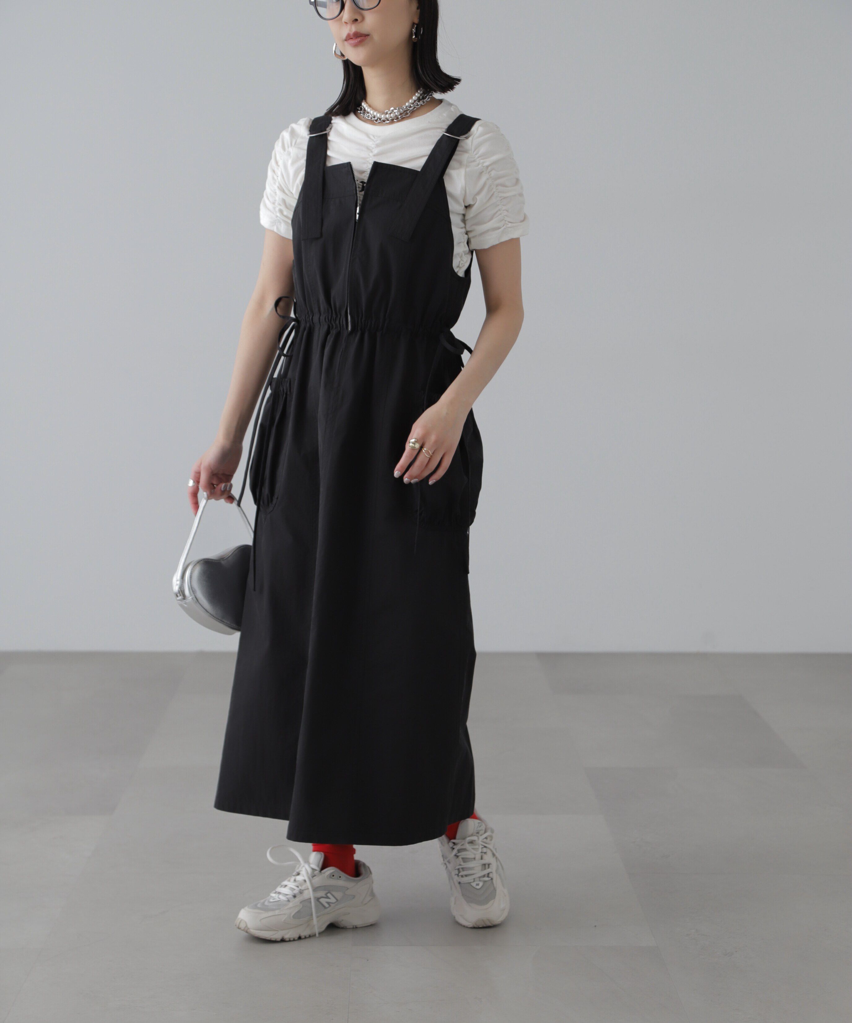  「フロントジップジャンパースカート」|ワンピース|
