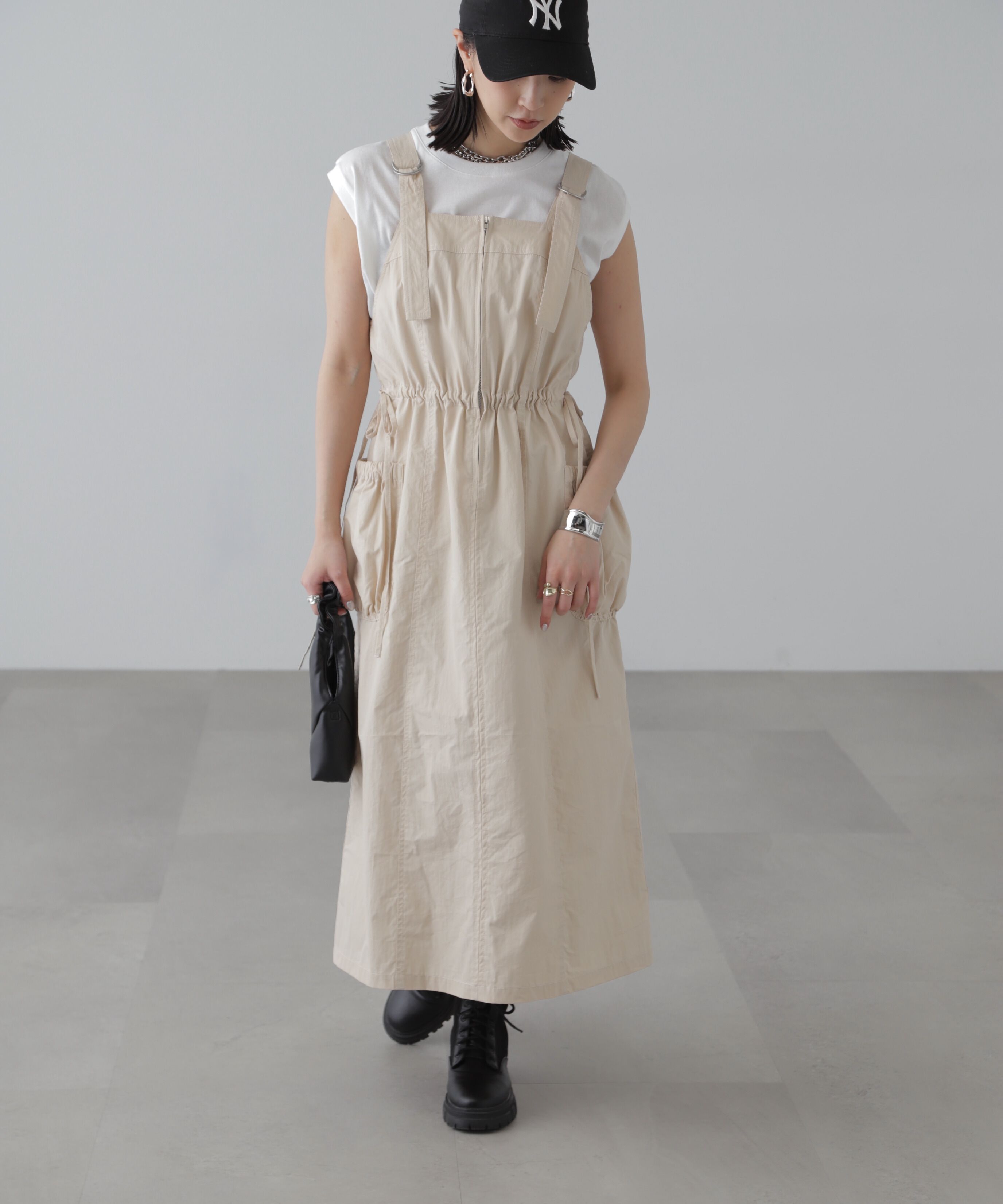  「フロントジップジャンパースカート」|ワンピース|ライトベージ