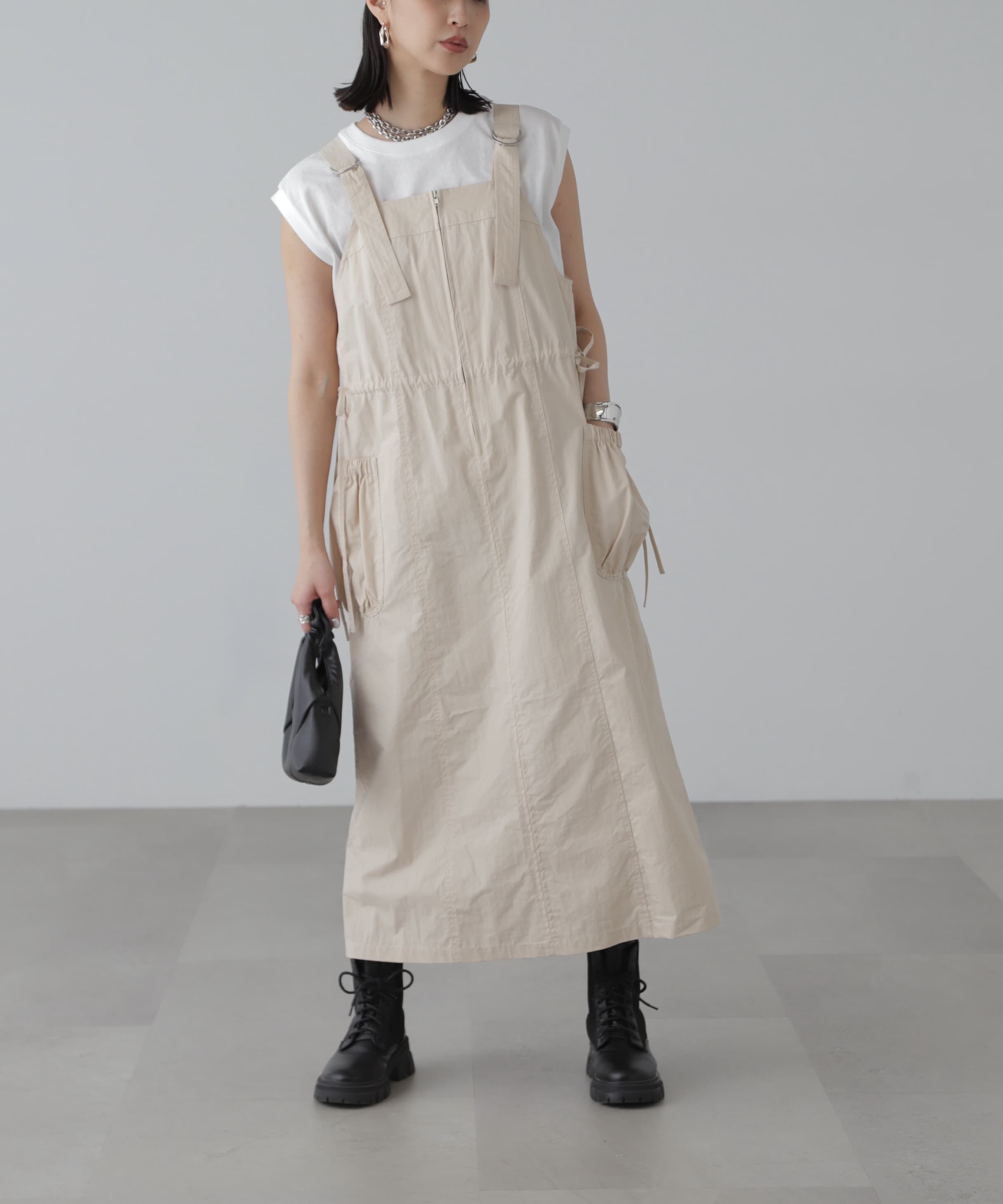  「フロントジップジャンパースカート」|ワンピース|