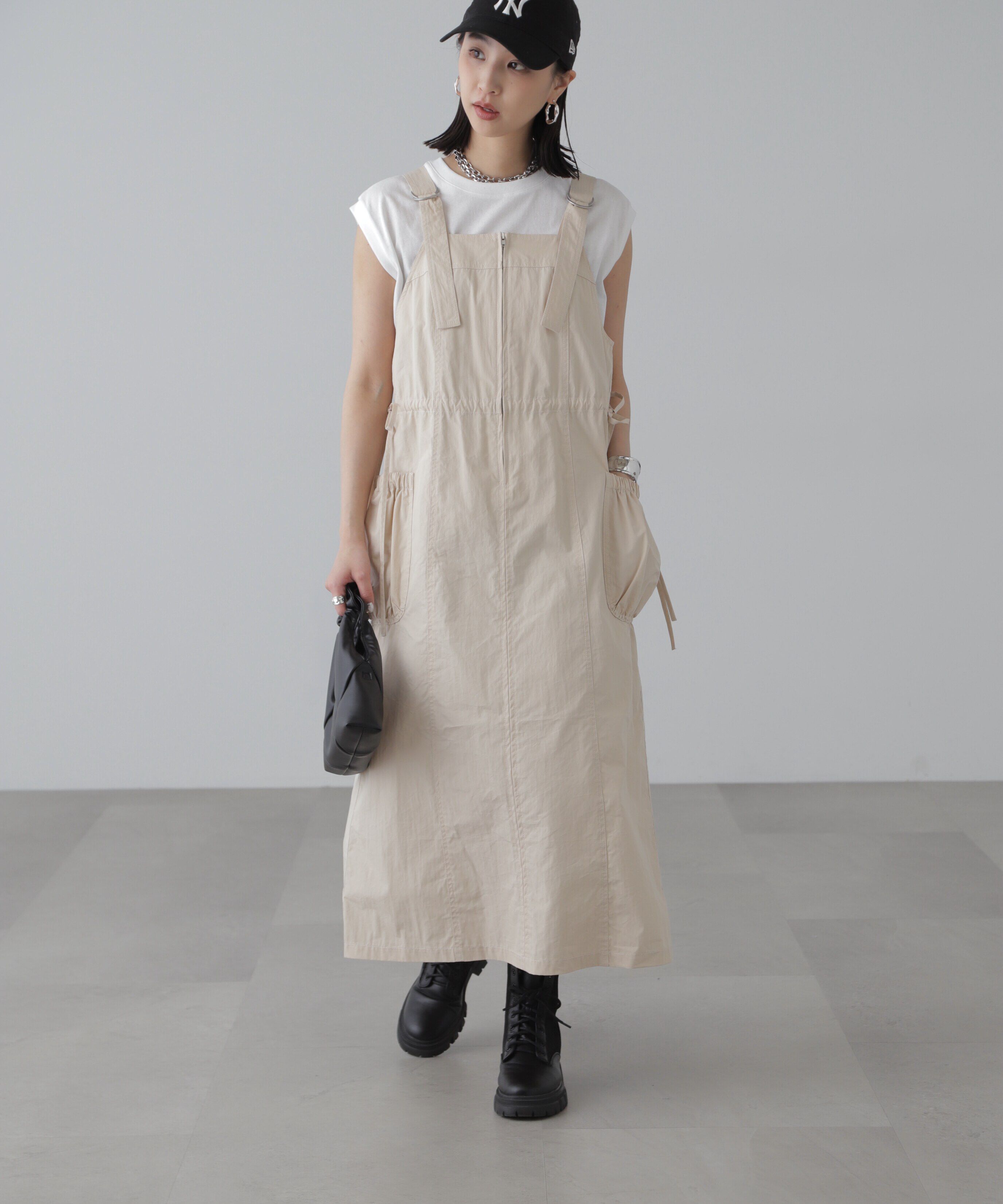  「フロントジップジャンパースカート」|ワンピース|