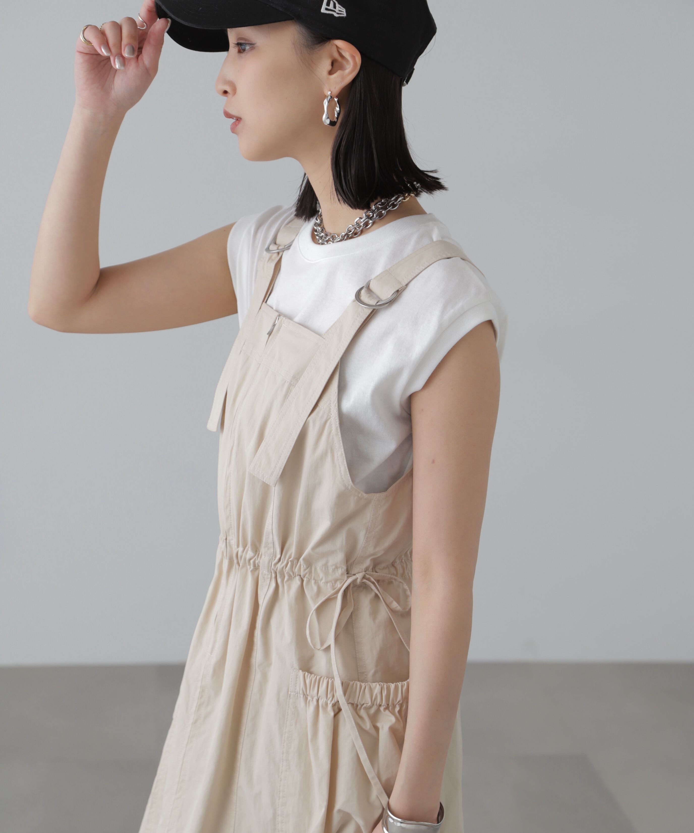  「フロントジップジャンパースカート」|ワンピース|