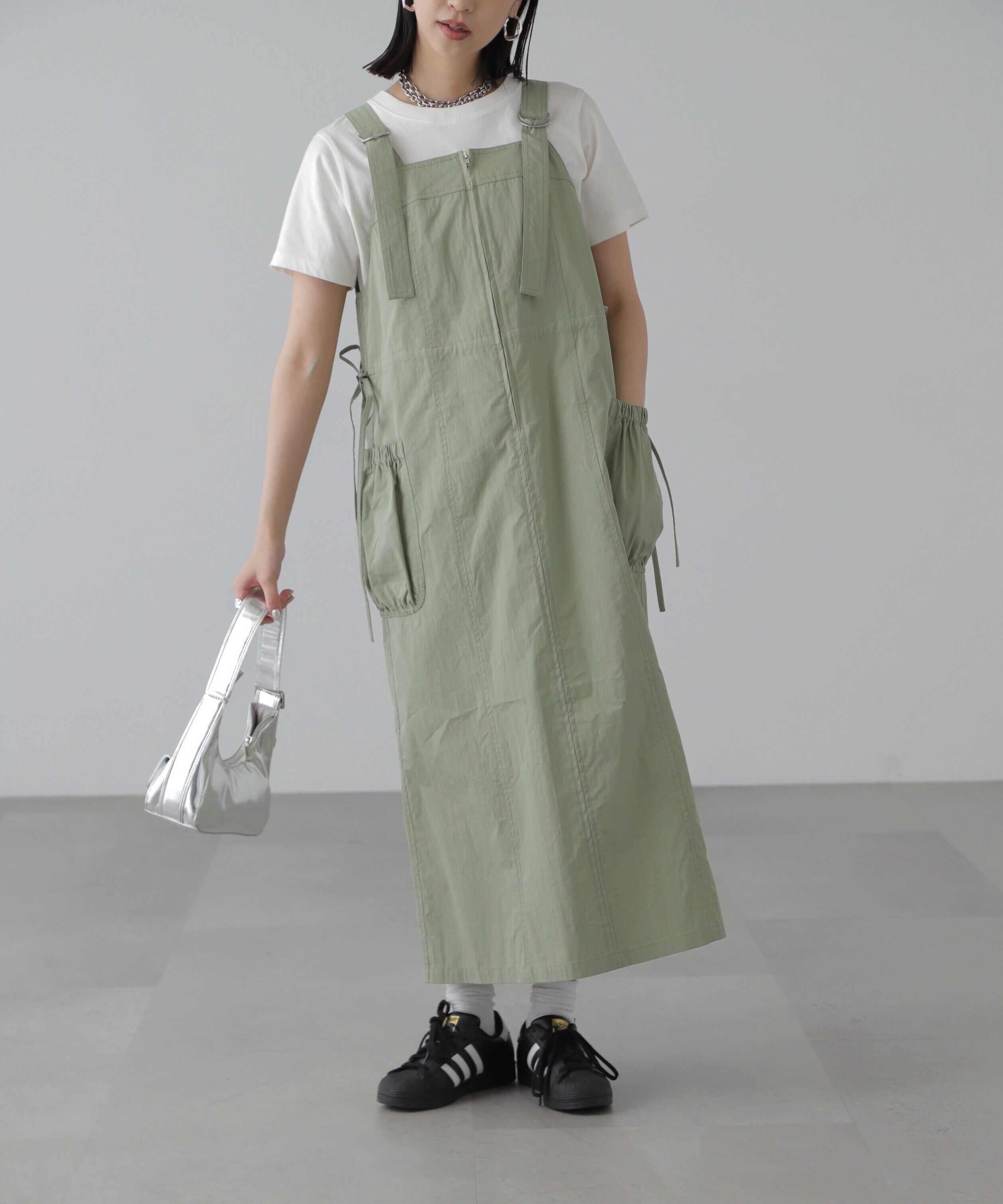  「フロントジップジャンパースカート」|ワンピース|