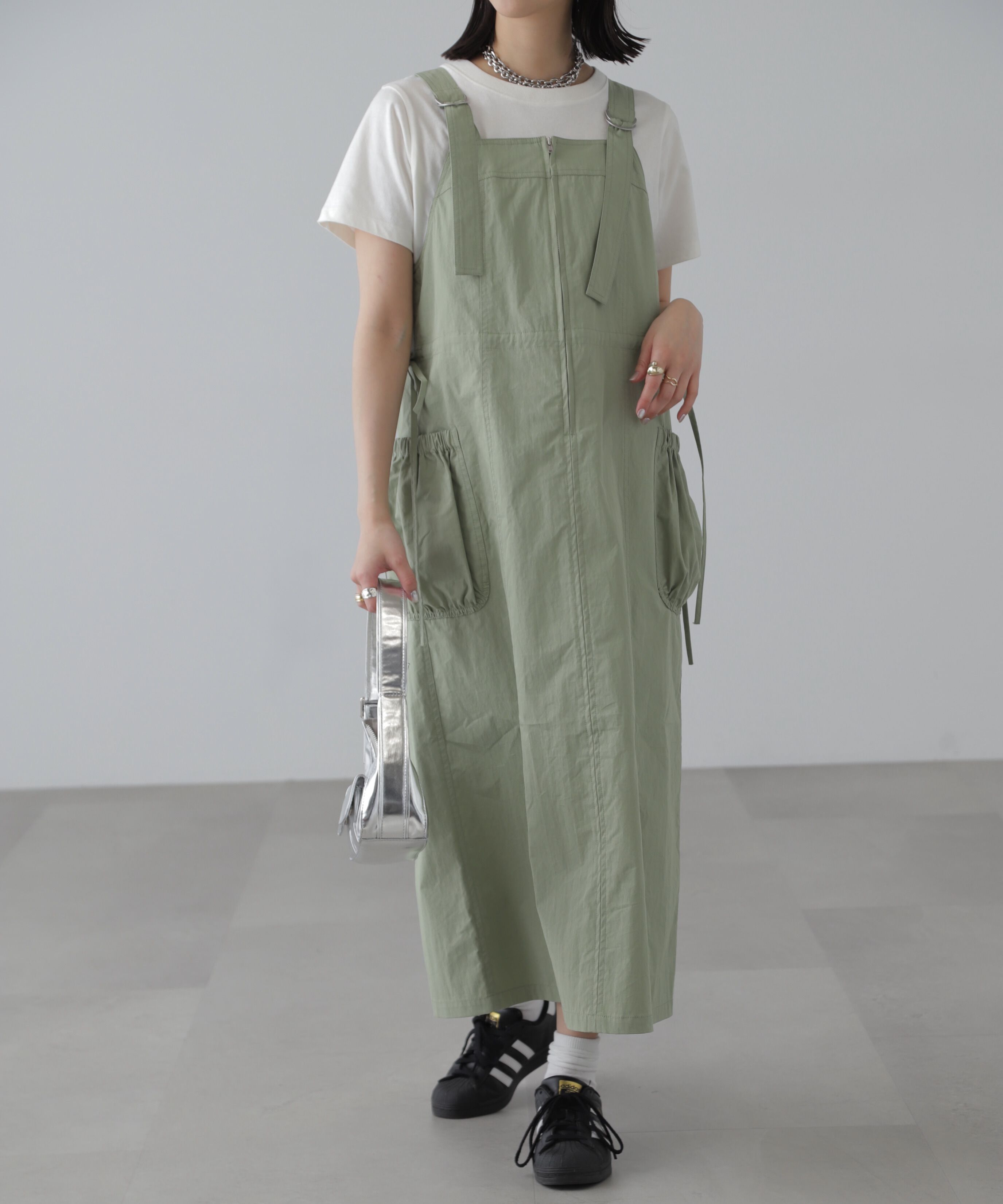  「フロントジップジャンパースカート」|ワンピース|