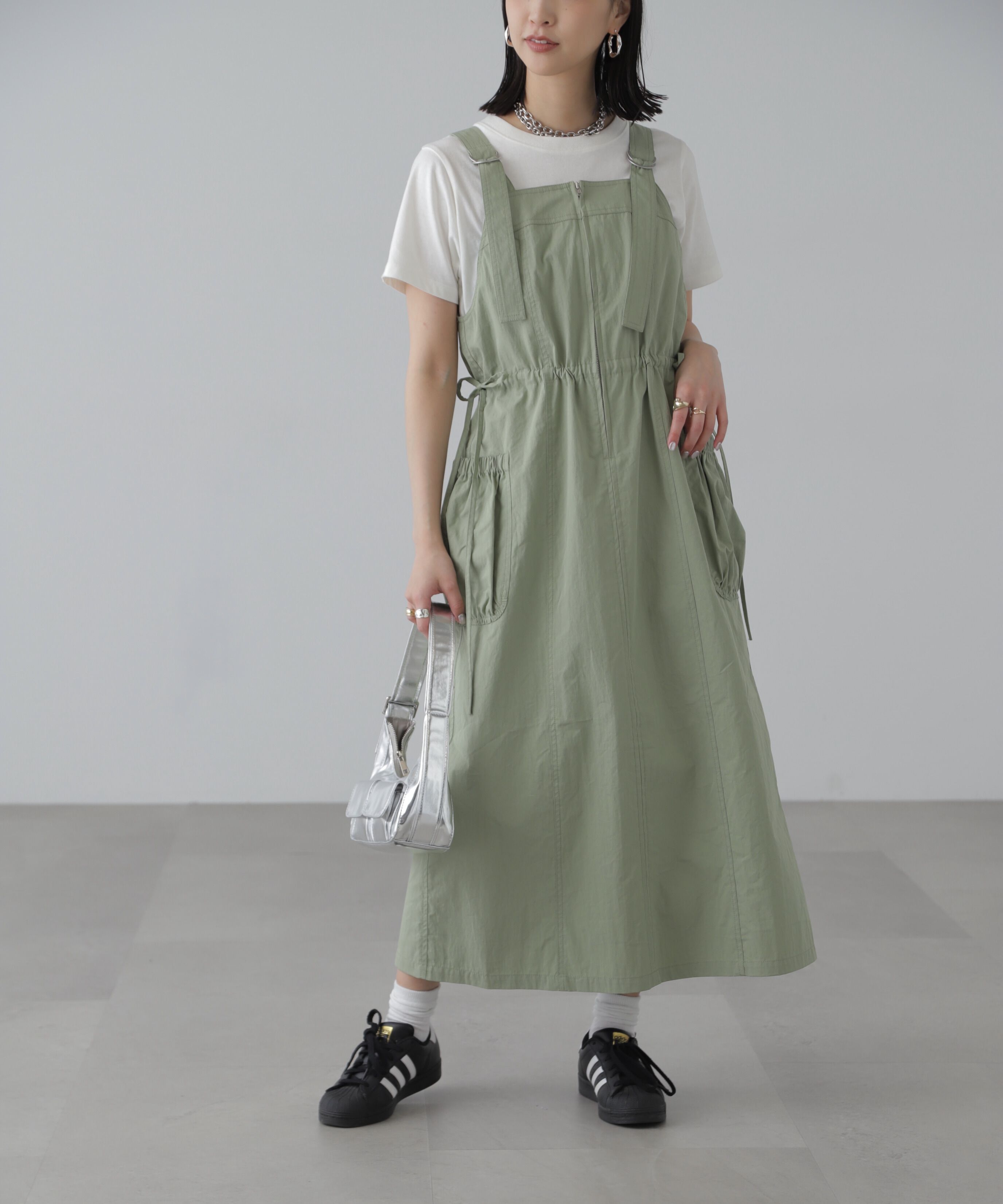  「フロントジップジャンパースカート」|ワンピース|