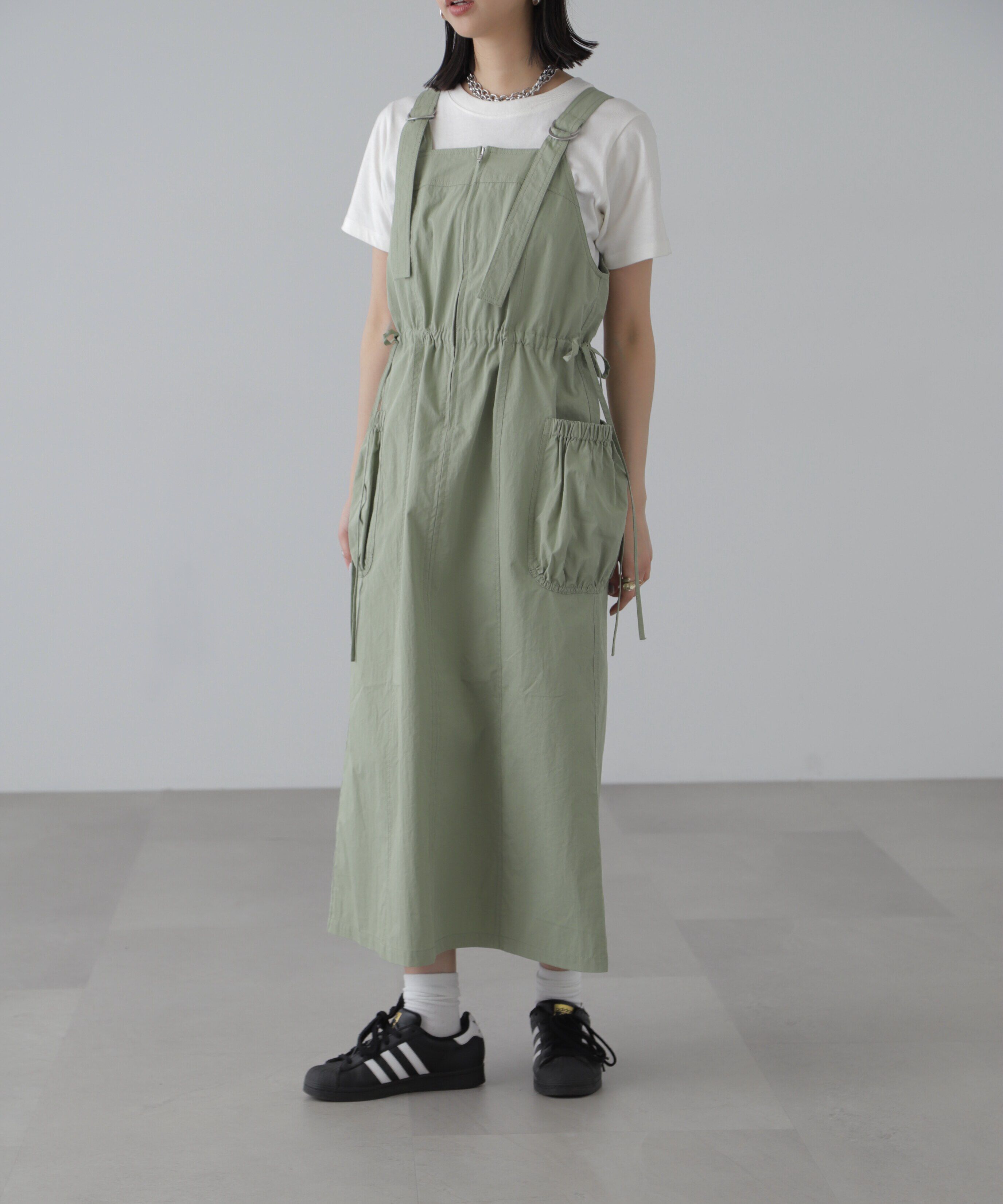  「フロントジップジャンパースカート」|ワンピース|