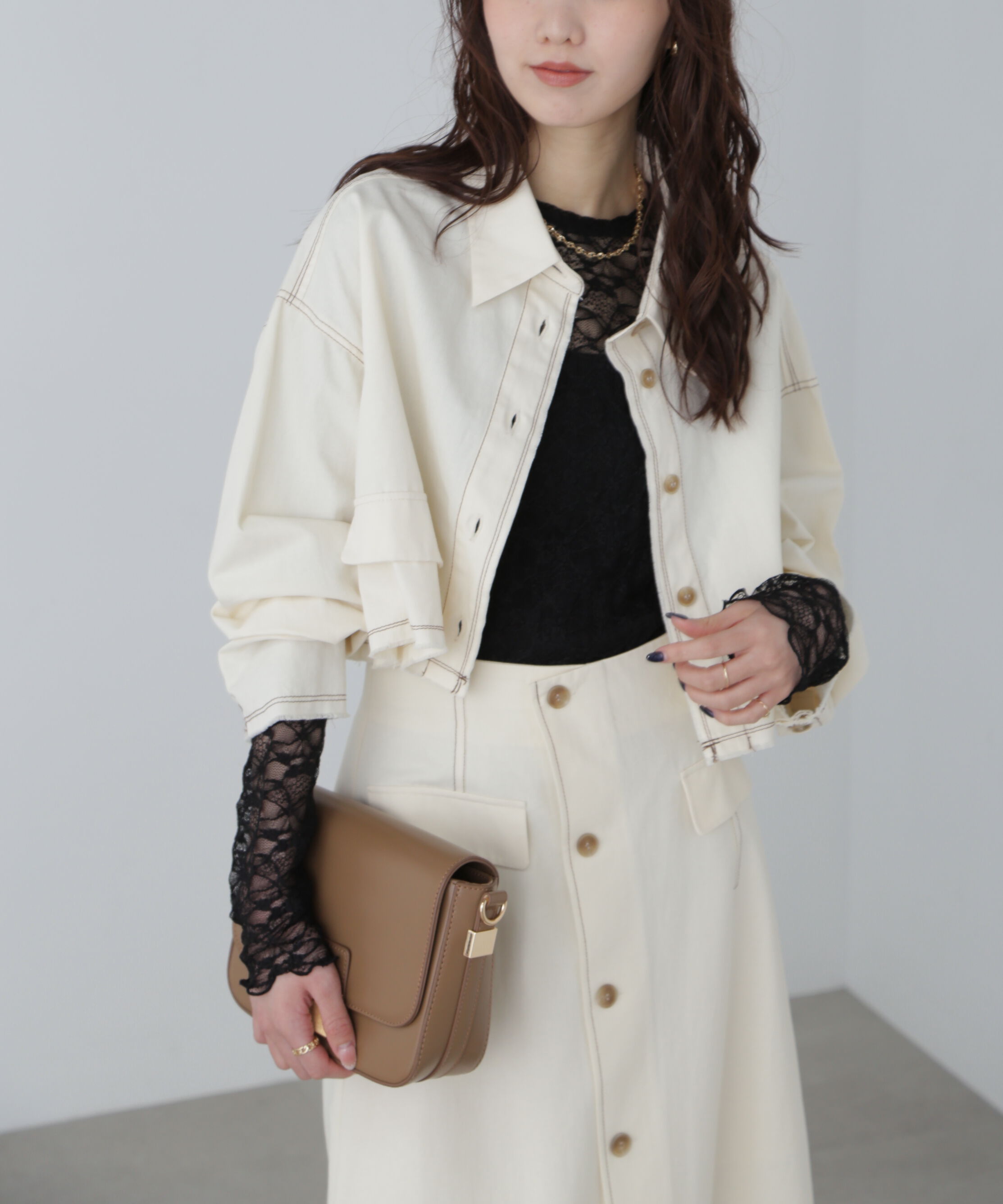  「〈セットアップ対応〉クロップドフリンジブルゾン」|ブルゾン・スタジャン|オフホワイト