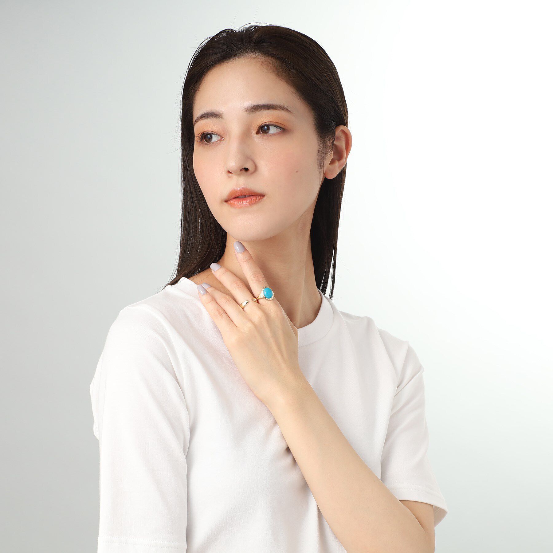 COCOSHNIK「K10トルコ石（ターコイズ）オーバルカボション リング大」|リング|