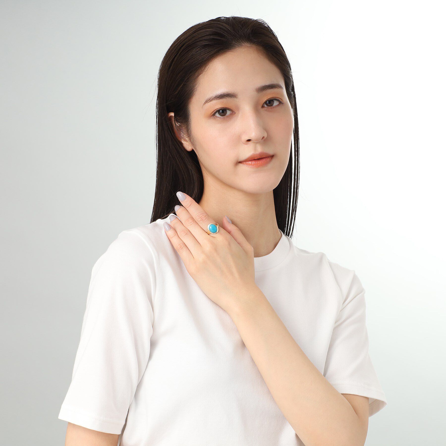 COCOSHNIK「K10トルコ石（ターコイズ）オーバルカボション リング大」|リング|