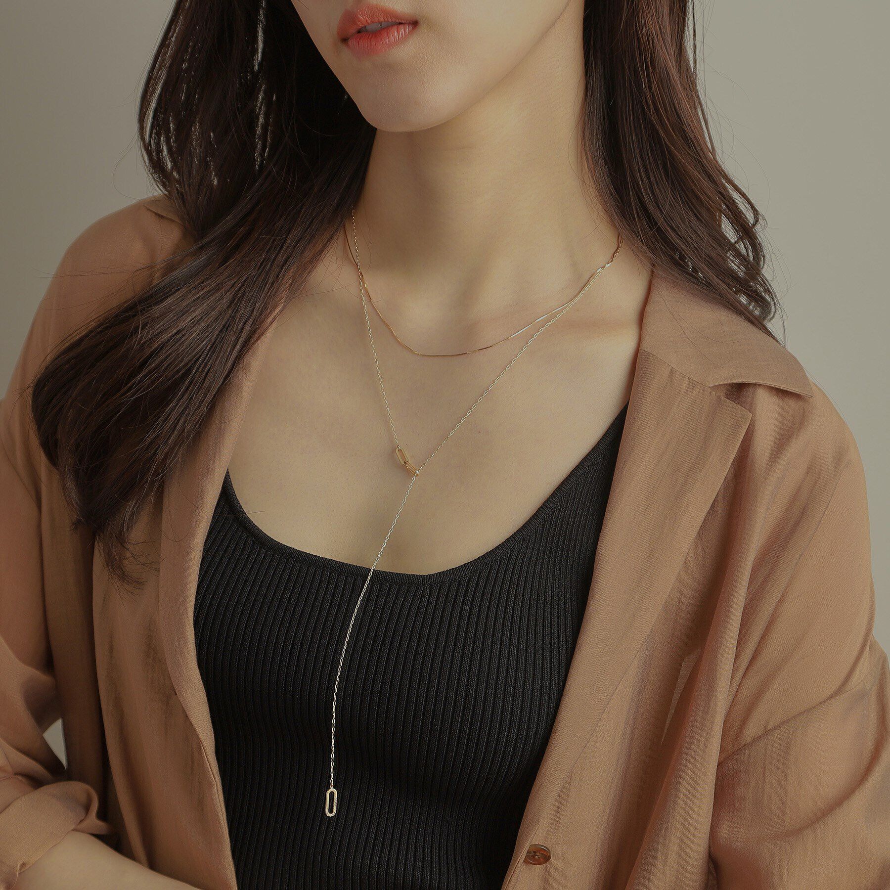 COCOSHNIK「K10ダイヤモンド ケーブルチェーンモチーフY ネックレス」|ネックレス|