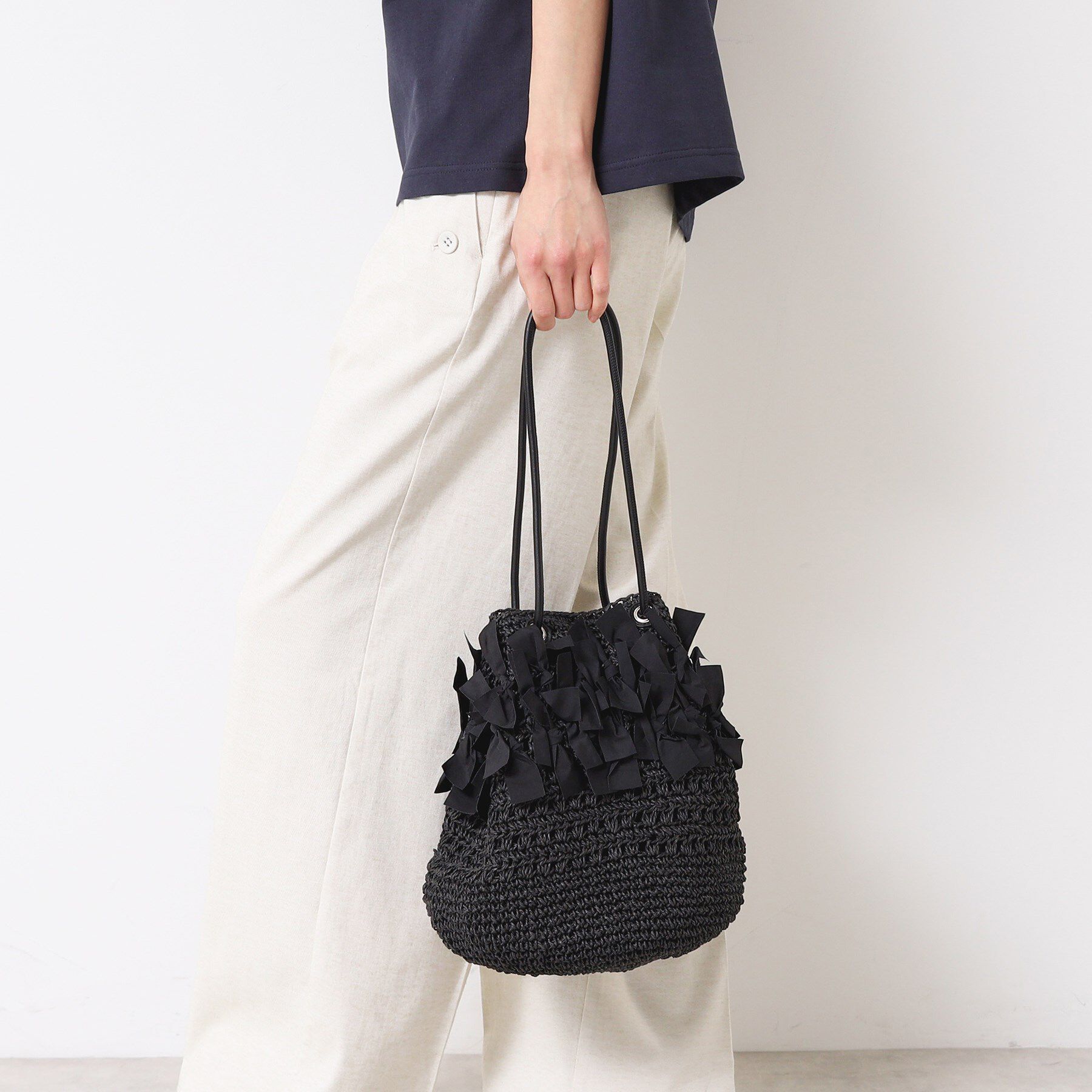 Dessin「【軽量】リボンペーパートート」|トートバッグ|ブラック(019)