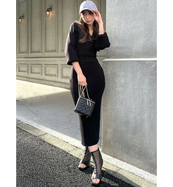 RESEXXY「カシュクールニットタイトワンピース」|ワンピース|