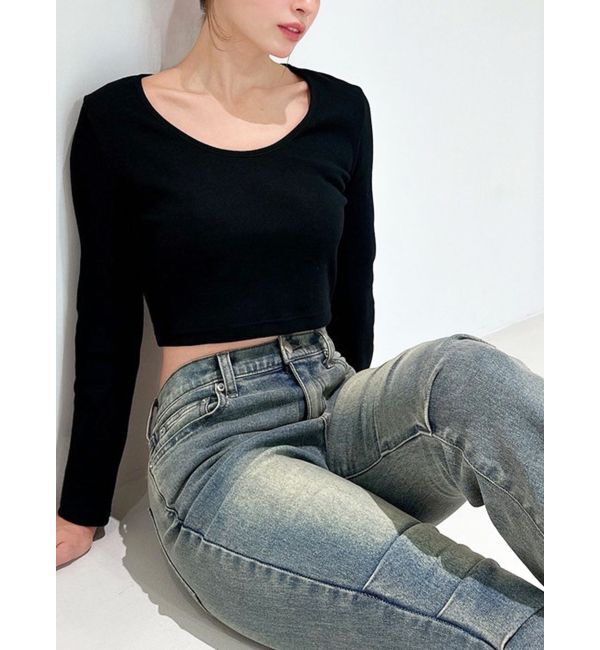 RESEXXY「UネックロングTシャツ」|Tシャツ・カットソー|ブラック