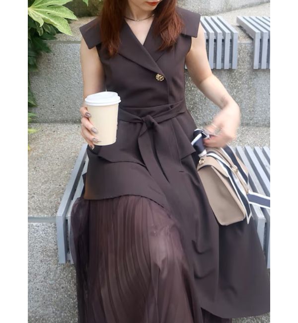 dazzlin「【新色ブラウン登場/再々生産】アシメプリーツトレンチワンピース」|ワンピース|