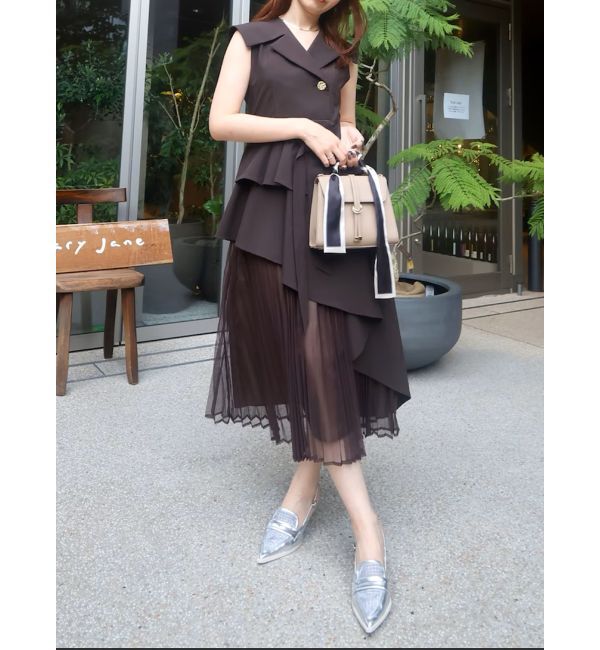 dazzlin「【新色ブラウン登場/再々生産】アシメプリーツトレンチワンピース」|ワンピース|