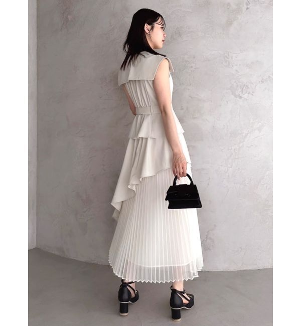 dazzlin「【新色ブラウン登場/再々生産】アシメプリーツトレンチワンピース」|ワンピース|