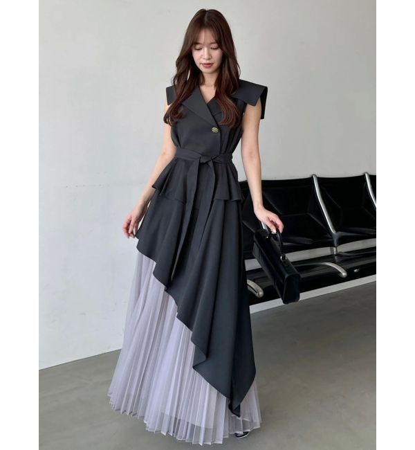 dazzlin「【新色ブラウン登場/再々生産】アシメプリーツトレンチワンピース」|ワンピース|