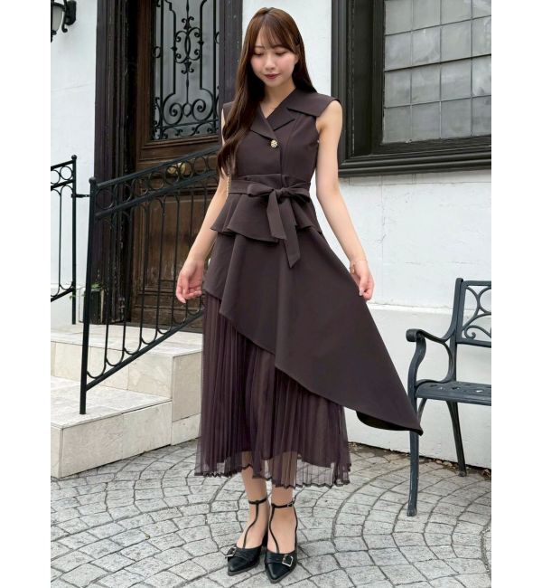 dazzlin「【新色ブラウン登場/再々生産】アシメプリーツトレンチワンピース」|ワンピース|