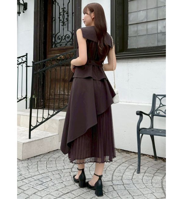 dazzlin「【新色ブラウン登場/再々生産】アシメプリーツトレンチワンピース」|ワンピース|