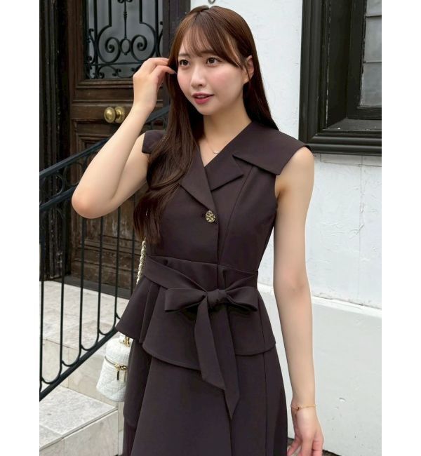 dazzlin「【新色ブラウン登場/再々生産】アシメプリーツトレンチワンピース」|ワンピース|