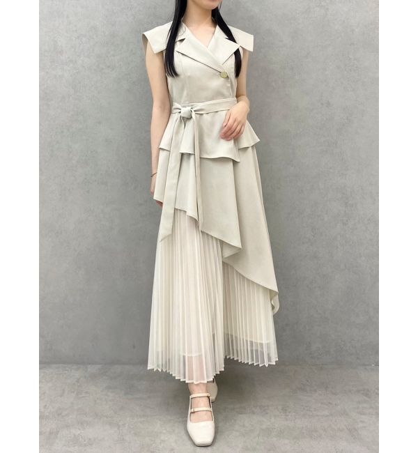 dazzlin「【新色ブラウン登場/再々生産】アシメプリーツトレンチワンピース」|ワンピース|