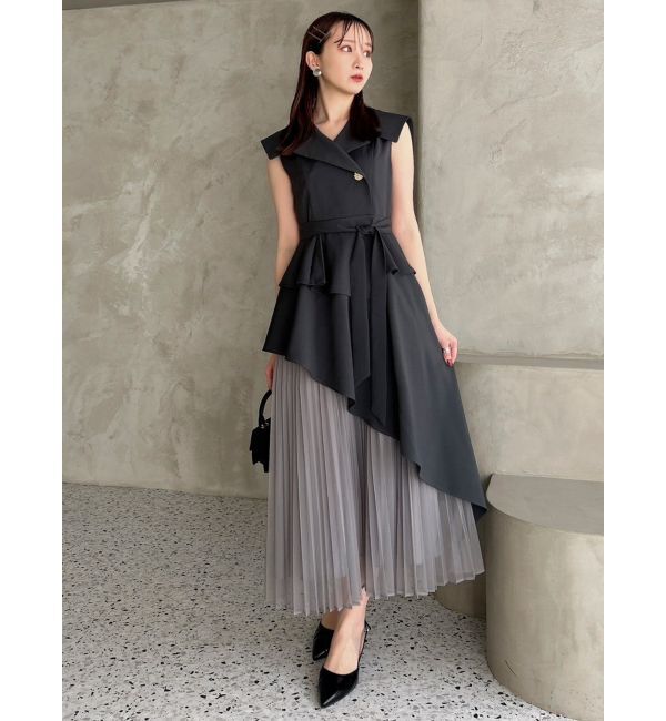 dazzlin「【新色ブラウン登場/再々生産】アシメプリーツトレンチワンピース」|ワンピース|