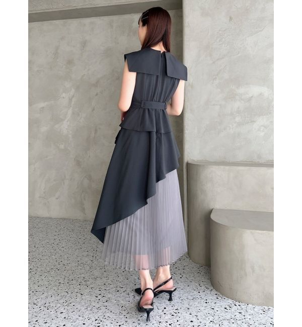 dazzlin「【新色ブラウン登場/再々生産】アシメプリーツトレンチワンピース」|ワンピース|