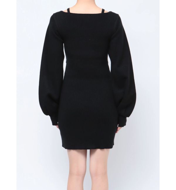 EMODA「ショルダーチェーンレイヤーニットワンピース」|ワンピース|