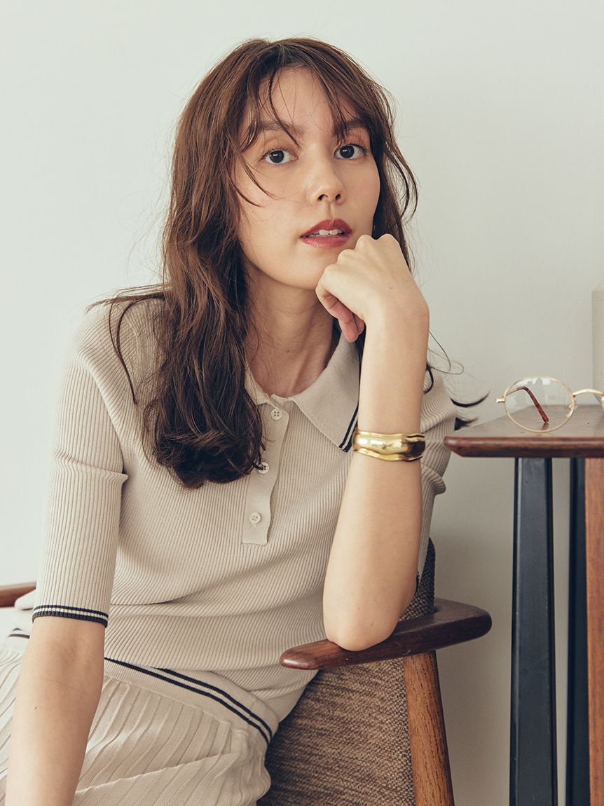 Mila Owen「【WEB限定カラー】【セットアップ対応】ポロ衿リブニットプルオーバー」|ニット・セーター|IVR