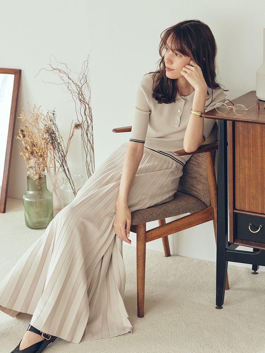 Mila Owen「【WEB限定カラー】【セットアップ対応】ポロ衿リブニットプルオーバー」|ニット・セーター|