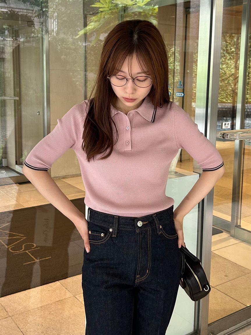 Mila Owen「【WEB限定カラー】【セットアップ対応】ポロ衿リブニットプルオーバー」|ニット・セーター|