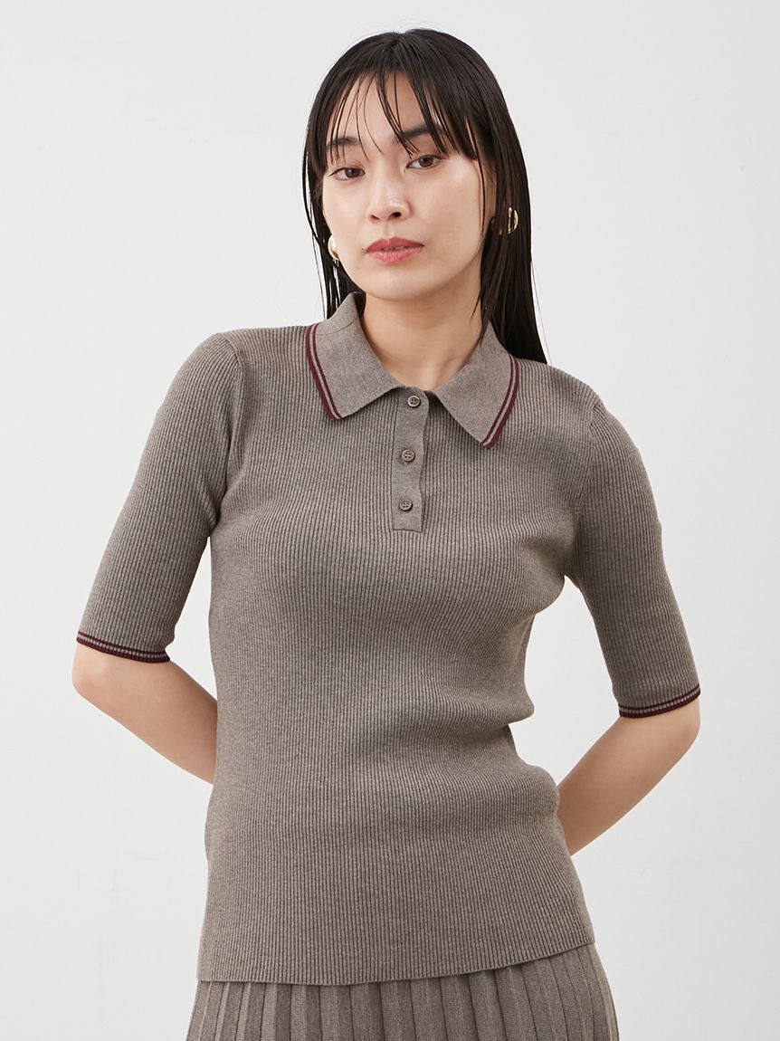 Mila Owen「【WEB限定カラー】【セットアップ対応】ポロ衿リブニットプルオーバー」|ニット・セーター|