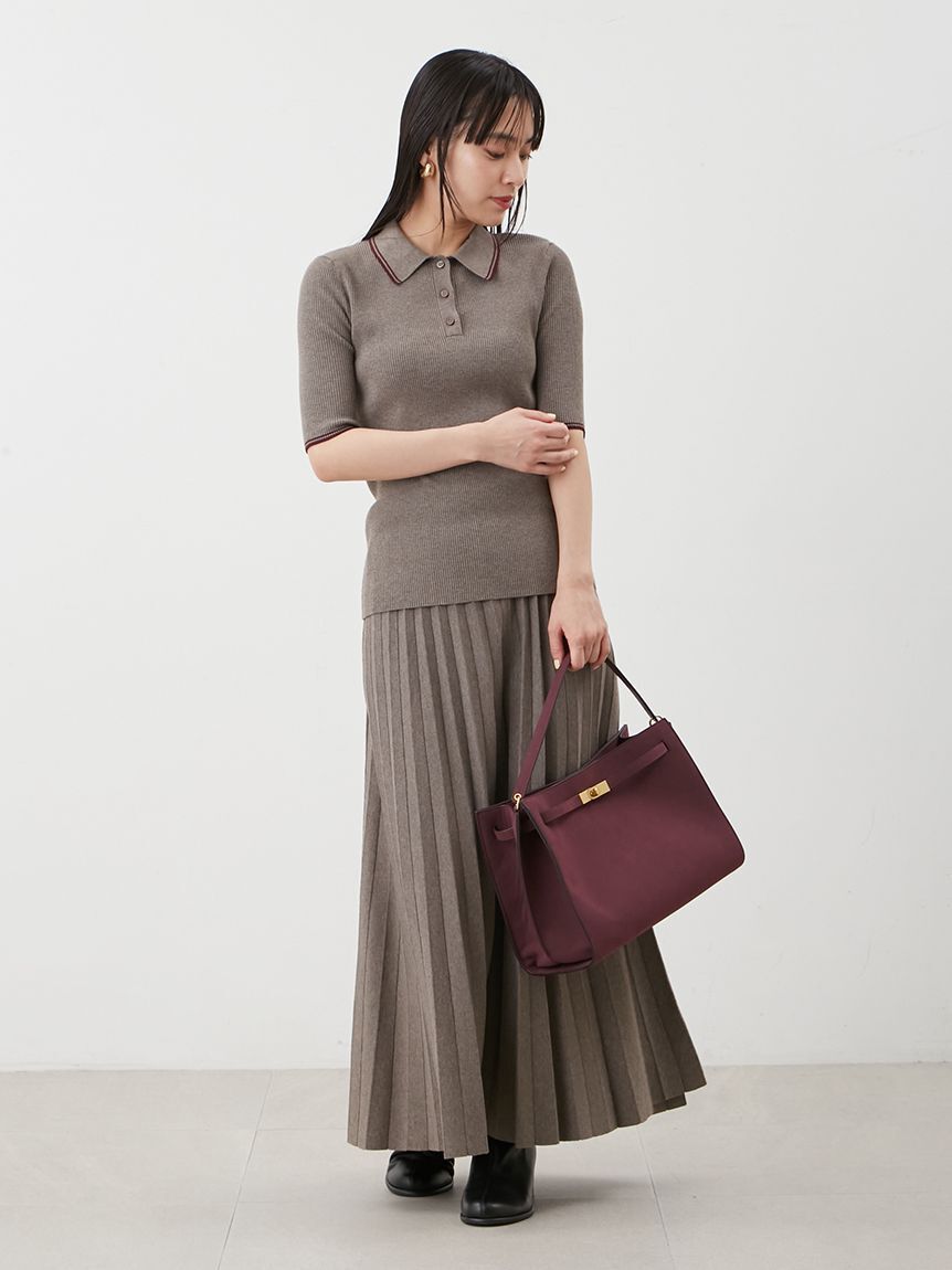 Mila Owen「【WEB限定カラー】【セットアップ対応】ポロ衿リブニットプルオーバー」|ニット・セーター|