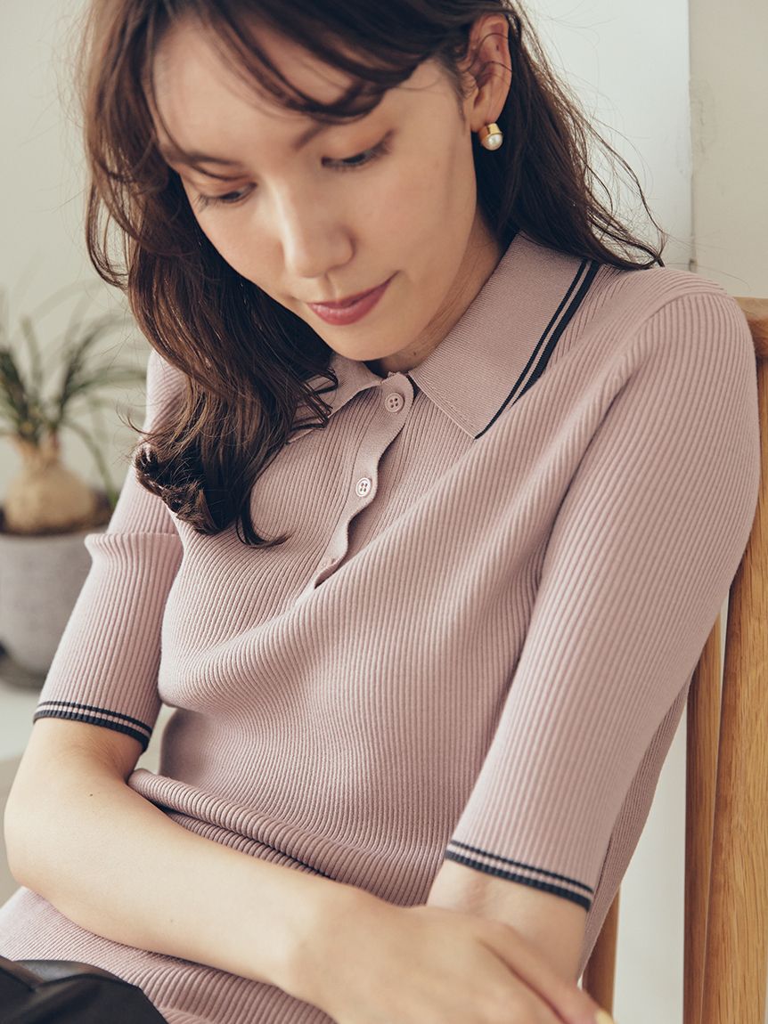 Mila Owen「【WEB限定カラー】【セットアップ対応】ポロ衿リブニットプルオーバー」|ニット・セーター|