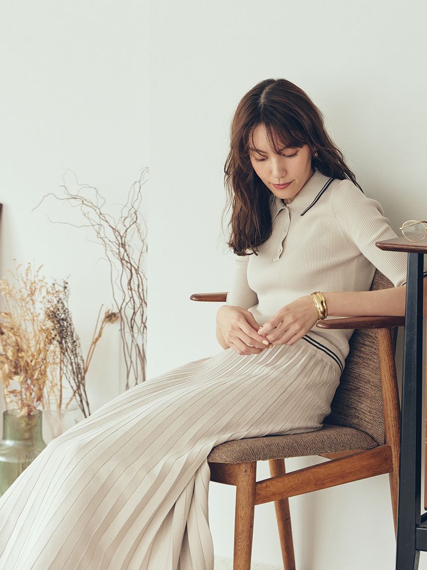 Mila Owen「【WEB限定カラー】【セットアップ対応】ポロ衿リブニットプルオーバー」|ニット・セーター|