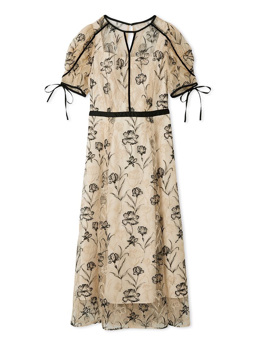 LILY BROWN「ラインフラワーエンブロイダリードレス」|ドレス|