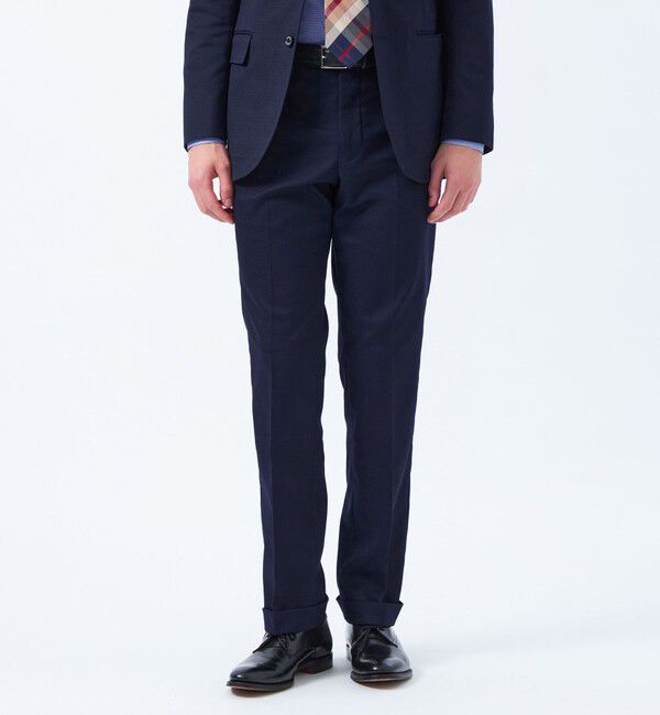 MACKINTOSH PHILOSOPHY「トロッター トラウザーズ #000（ナンバーゼロ）バーズアイストレッチ リサイクル」|スラックス|ネイビー