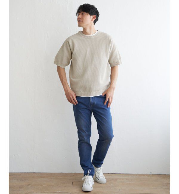 ikka「【洗濯機で洗える／2点セット】GOKU楽ニット5分袖インナーセット」|プルオーバー|