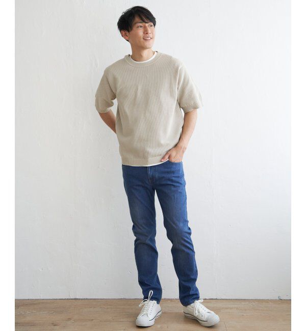 ikka「【洗濯機で洗える／2点セット】GOKU楽ニット5分袖インナーセット」|プルオーバー|