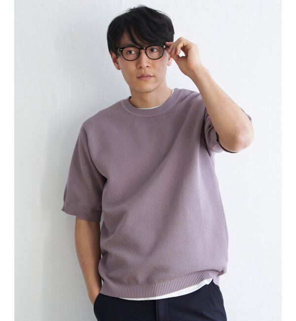 ikka「【洗濯機で洗える／2点セット】GOKU楽ニット5分袖インナーセット」|プルオーバー|ピンク