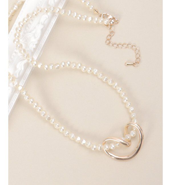 ikka「ハートパールネックレス」|その他|ゴールド