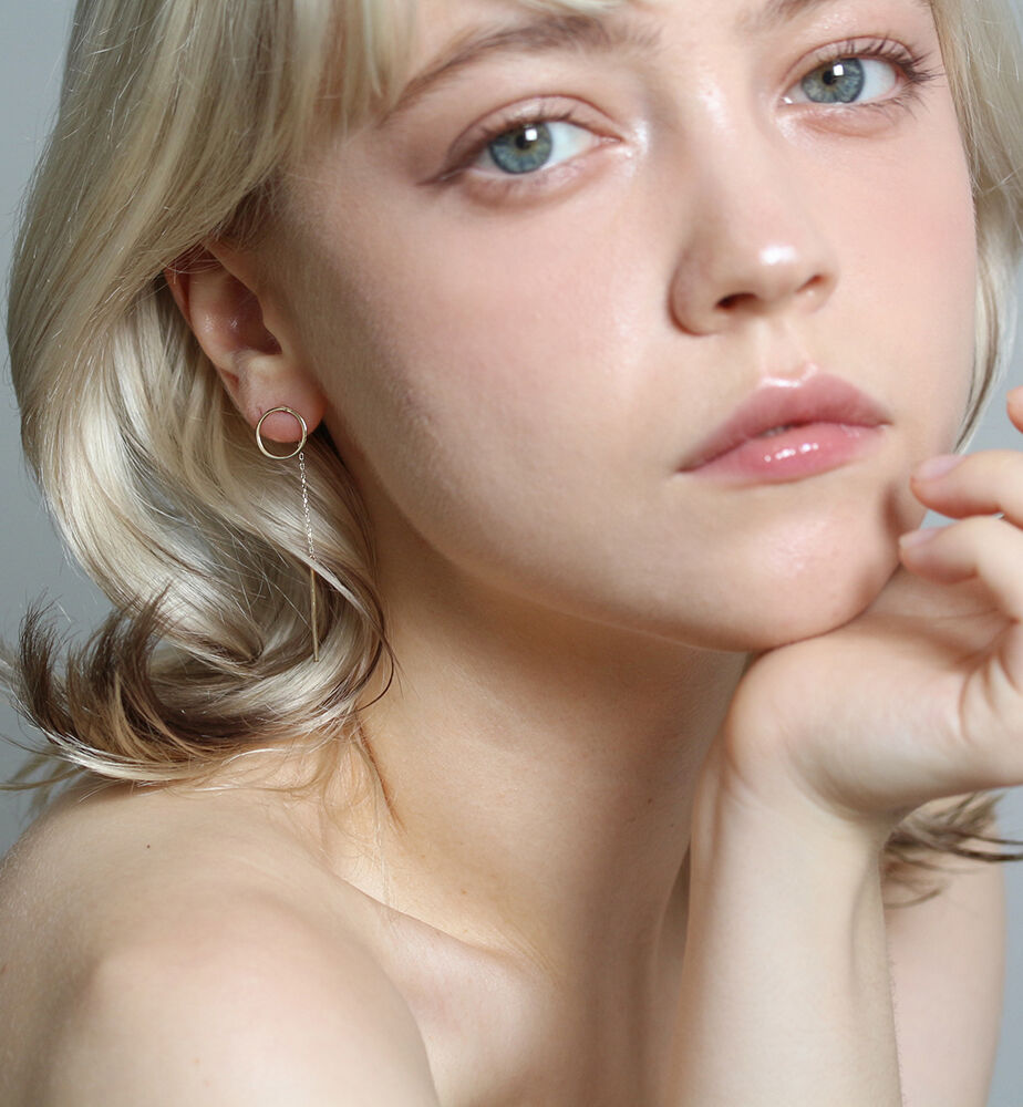  「ゴールド オープンサークル & ライン ピアス | K10YG」|ピアス|