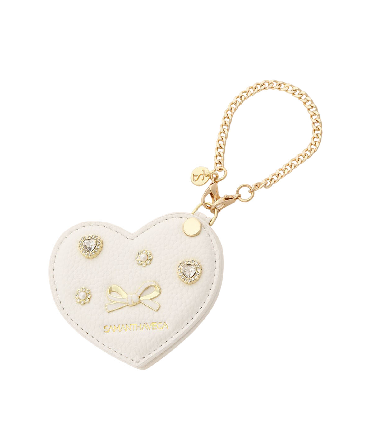 Samantha Vega「ビジューフラッターハートミラーチャーム」|チャーム・キーホルダー|ホワイト