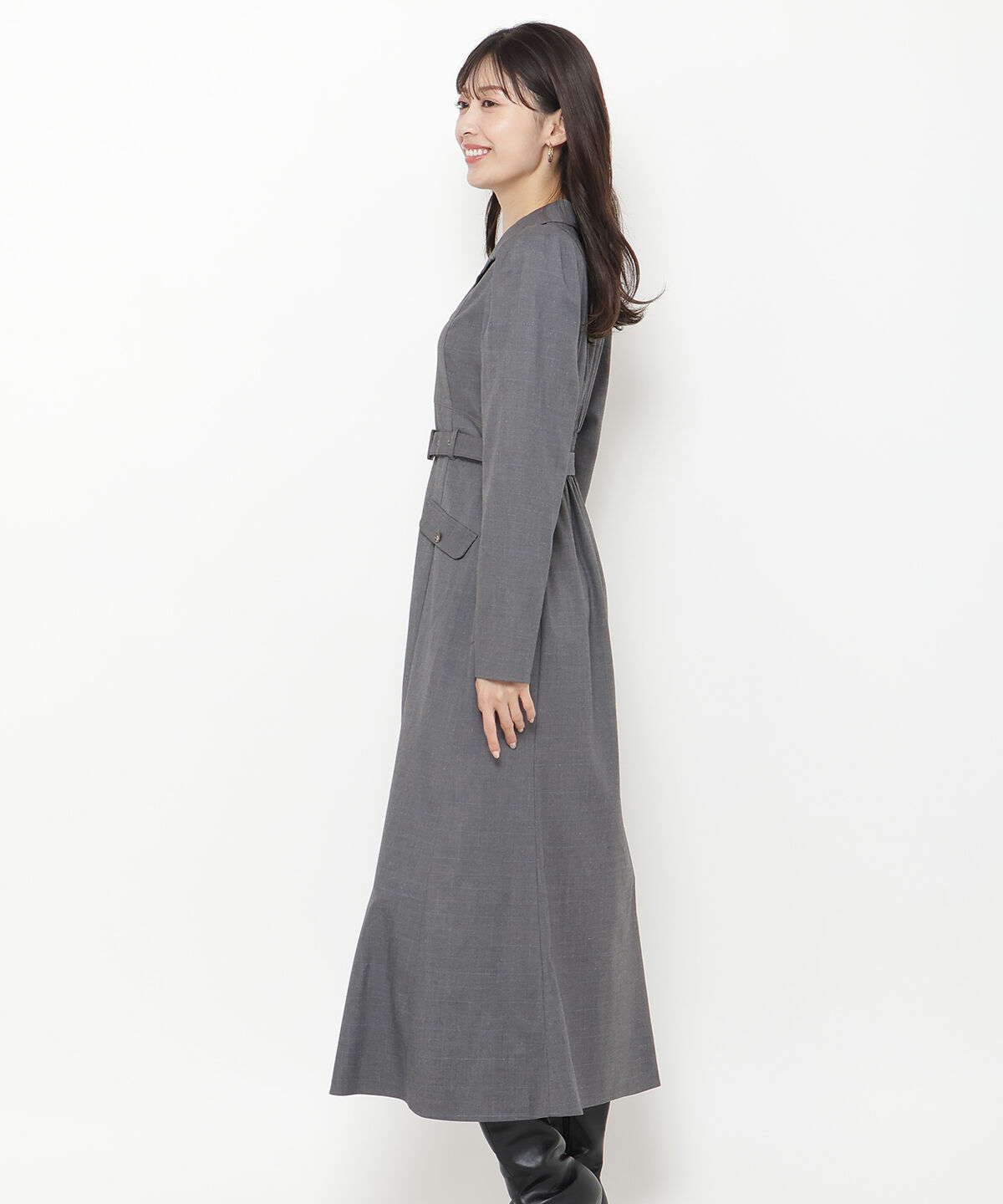 アンドクチュール「パワショルテーラーカラー長袖ワンピース」|ワンピース|