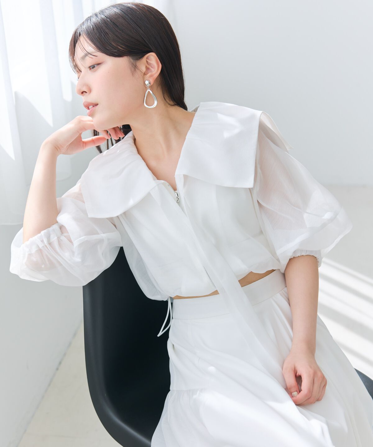 アンドクチュール「オーガンジーBIGカラーパーカー」|パーカー|