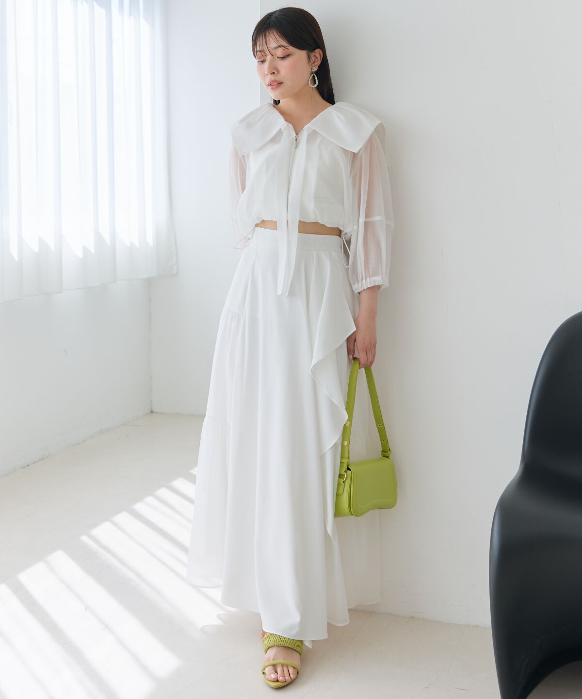 アンドクチュール「オーガンジーBIGカラーパーカー」|パーカー|