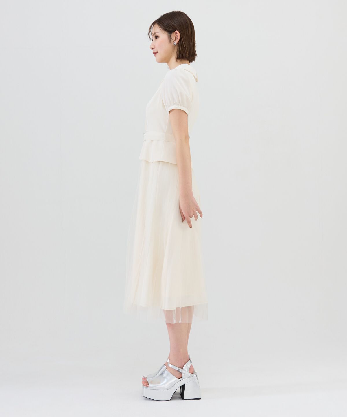 REDYAZEL「ツイル&times;チュールプリーツワンピース」|ワンピース|